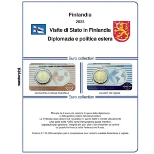 Inserto 2 Euro commemorativo Finlandia Visite di Stato in Finlandia Diplomazia e politica estera in coin card 2025 Master Phil