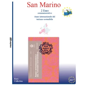 Inserto 2 Euro commemorativo San Marino in folder Turismo sostenibile 2017 Master Phil