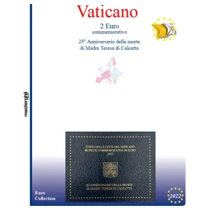 Inserto 2 Euro commemorativo Vaticano in folder Madre Teresa di Calcutta 2022 Master Phil