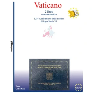 Inserto 2 Euro commemorativo Vaticano in folder Papa Paolo VI 2022 Master Phil