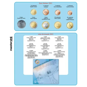 Inserto EUROMAXI per DIVISIONALE ITALIA EURO con 5 Euro argento 2003 Master Phil