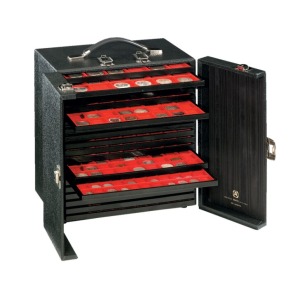 Cassettiera MARMOTTA con 20 ripiani Standard in velluto blu Linea Classica a scelta Nera Abafil