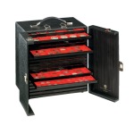 Cassettiera MARMOTTA con 20 ripiani Standard in velluto rosso Linea Classica a scelta Nera Abafil