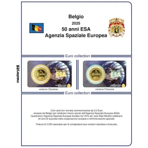Inserto 2 5 Euro commemorativo Belgio 50° ESA in Belgio in coin card 2025 Master Phil