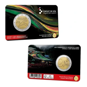 2025 2 Euro Circuito di Spa Francorchamps FDC in coin card versione olandese Belgio fronte e retro
