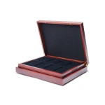 Cofanetto VOLTERRA in legno con 3 ripiani a 8 caselle rettangolari da 54x86 mm Mogano Leuchtturm 3