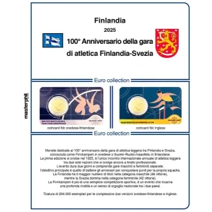 Inserto 2 Euro commemorativo Finlandia Gara di atletica Finlandia Svezia in coin card 2025 Master Phil