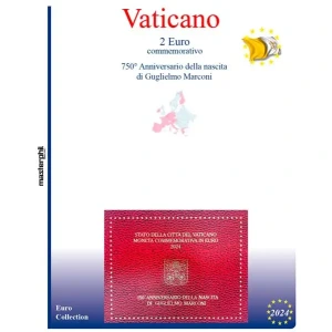 Inserto 2 Euro commemorativo Vaticano in folder Guglielmo Marconi 2024 Master Phil
