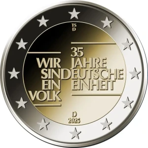 2025 2 Euro 35° della Riunificazione tedesca Germania