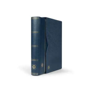 Classificatore in pelle rigenerata PREMIUM S64 A4 a32 fogli neri con custodia Blu Leuchtturm 1