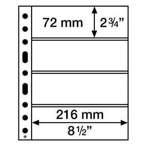Fogli trasparenti GRANDE 4 C a 4 tasche da 216x72 mm 5 pz. Leuchtturm 1