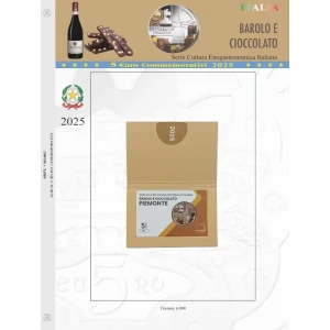 Foglio 5 Euro Italia 2025 Barolo e Cioccolato in folder Abafil