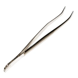 Pinzetta per francobolli LUXUS a punta curva quadra da 12 cm con astuccio Leuchtturm 1