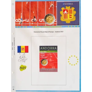 Foglio 2 Euro commemorativo Andorra 2025 Giochi dei Piccoli Stati d Europa in blister Abafil