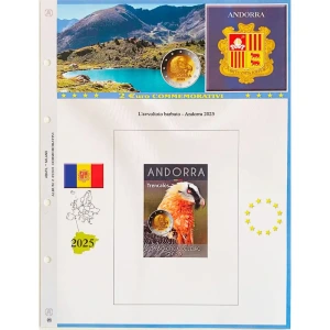 Foglio 2 Euro commemorativo Andorra 2025 l Avvoltoio Barbuto in blister Abafil