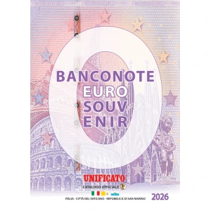 Catalogo BANCONOTE ZERO EURO SOUVENIR area italiana 2026 Banconote turistiche 0 Euro Unificato 1