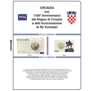 Inserto 2 Euro commemorativo Croazia 1100° del Regno di Croazia e dell incoronazione di Re Tomislav in coin card 2025 Master Phil