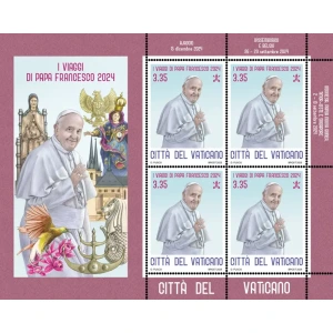 2025 I viaggi nel mondo di Papa Francesco nel 2024 1 MF da 4 v. Vaticano