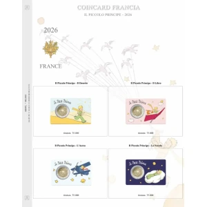 Foglio 2 Euro COMMEMORATIVO Francia 2026 Il Piccolo Principe in 4 coin card Abafil