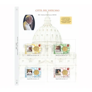 Foglio Stamp e Coin Card Vaticano 2024 Pontificato MMXXIV Abafil