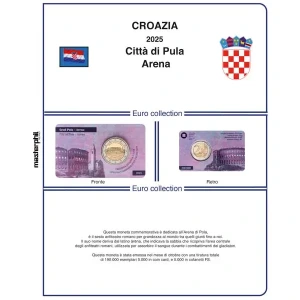 Inserto 2 Euro commemorativo Croazia Citta di Pula Arena in coin card 2025 Master Phil