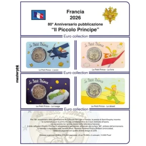 Inserto 2 Euro commemorativo Francia Il Piccolo Principe in 4 coin card diverse 2026 Master Phil