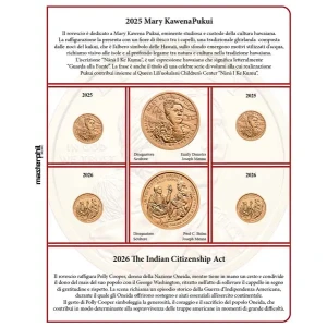 Inserto per le 2 monete 1 Dollaro Nativi USA Zecche D e P FDC 2025 2026 Master Phil