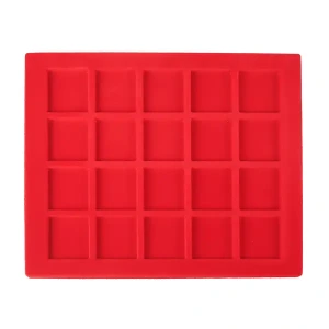 Vassoio PICCOLO in floccato rosso a 20 caselle quadrate da 32 mm Master Phil