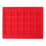 Vassoio PICCOLO in floccato rosso a 24 caselle quadrate da 27 mm Master Phil