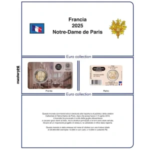 Inserto 2 Euro commemorativo Francia Notre Dame de Paris in coin card 2025 Master Phil