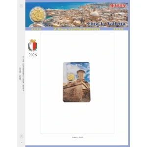 Foglio 2 Euro COMMEMORATIVO Malta 2026 La Valletta in folder Abafil