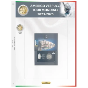 Foglio 2 Euro Italia 2025 Amerigo Vespucci in folder Abafil