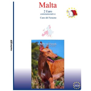 Inserto 2 Euro commemorativo Malta Cane del Faraone in folder 2026 Master Phil