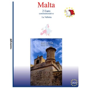 Inserto 2 Euro commemorativo Malta La Valletta in folder 2026 Master Phil