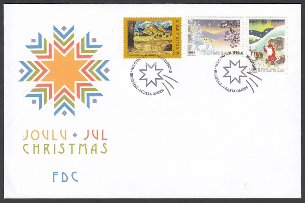 1999 Natale 1 Busta FDC serie completa di cui 1 valore E.C. di Finlandia con Italia Finlandia 1999 Natale 1 Busta FDC serie completa di cui 1 valore E.C. di Finlandia con Italia Finlandia