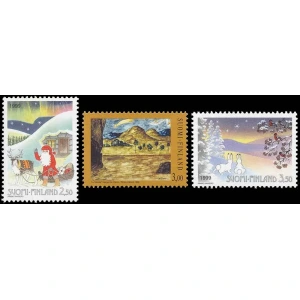 1999 Natale 3 v. serie completa di cui 1 valore E.C. di Finlandia con Italia Finlandia