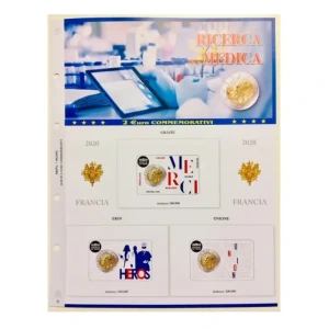 Foglio 2 Euro COMMEMORATIVO Francia 2020 Ricerca medica in 3 coin card Abafi
