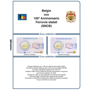 Inserto 2 Euro commemorativo Belgio Ferrovie Statali Belghe in coin card 2026 Master Phil