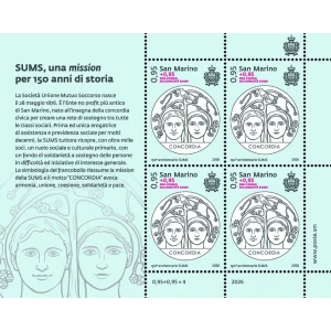 2026 150° della Fondazione SUMS 1 MF da 4 v. con illustrazione San Marino