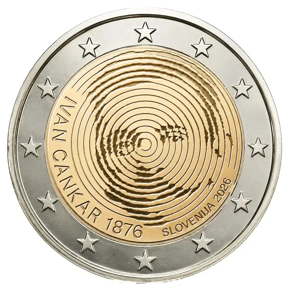 2026 2 Euro 150° della nascita di Ivan Cankar Slovenia 2026 2 Euro 150° della nascita di Ivan Cankar Slovenia