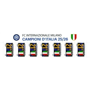 2026 Inter campione d Italia 1 striscia verticale con bordo di foglio Italia