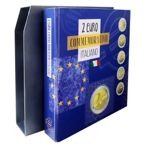 Cartella a 4 anelli 2 EURO ITALIANO COMMEMORATIVO con custodia vuoto Master Phil 1