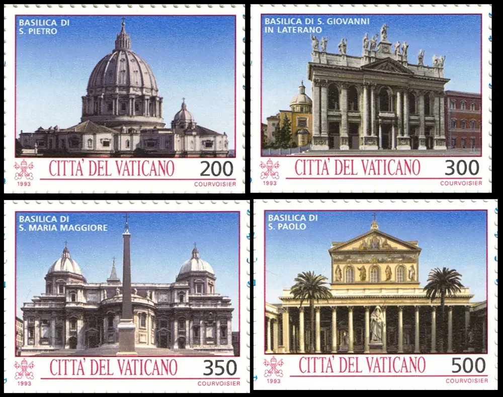 1993 Tesori d arte della Citta del Vaticano dent. 11¾ x 11½ 4 v. da libretto Vaticano 1993 Tesori d arte della Citta del Vaticano dent. 11¾ x 11½ 4 v. da libretto Vaticano