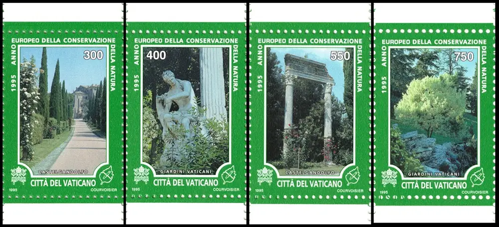 1995 Anno europeo della conservazione della natura dent. 14 4 v. da libretto Vaticano 1995 Anno europeo della conservazione della natura dent. 14 4 v. da libretto Vaticano