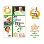 2000 15° Giornata mondiale della gioventu 1 v. da libretto con etichette Vaticano 1