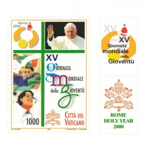 2000 15° Giornata mondiale della gioventu 1 v. da libretto con etichette Vaticano 1