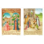 2017 Natale 2 v. in coppia orizzontale e da libretto E.C. di Vaticano con Monaco Vaticano 1