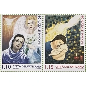 2018 Natale 2 v. in coppia orizzontale da libretto Vaticano 1