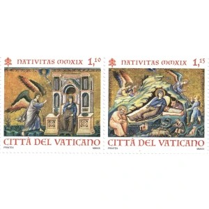 2019 Natale 2 v. in coppia orizzontale da libretto Vaticano 1