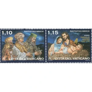 2021 Natale 2 v. in coppia orizzontale da libretto Vaticano 1